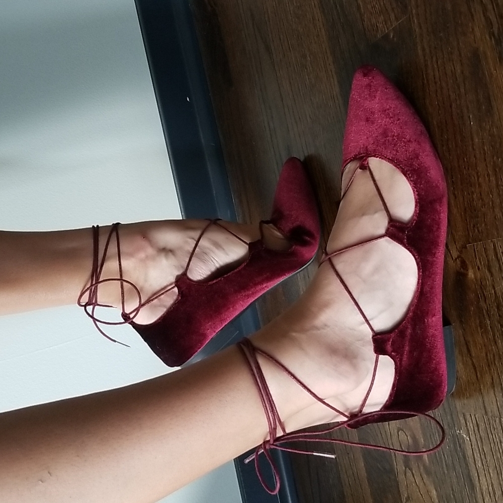 Mossimo velvet lace-up ballet flats
